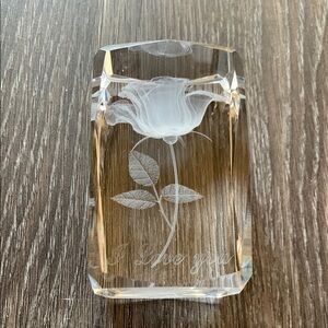 Crystal Rose Paperweight